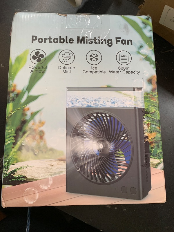 Photo 1 of JINLICTE Portable Misting Fan, 8000mAh 8-Inch Rechargeable Water Cooling Mist Fan with 600mL Water Tank, Quiet USB Battery Powered, Perfect Cooling for Camping Home Outside Office