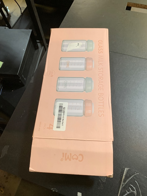 Photo 1 of COMI Wide Neck Glass Breastmilk Collection n Storage Bottle, 4 Packs, 6oz with Screw Ring Sealing Disk; Re-markable Sealing Disc. BPA Free, Fits Breast Pumps & Nipples (4 Gray Lids)