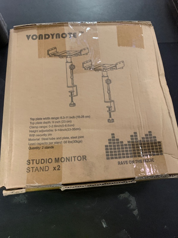 Photo 1 of Vondynote Set of 2 Dual Side Clamping Studio Monitor Stands Short Desktop Clamp Speaker Stands Height Adjustable Extendable Top Plate Mounted by Screws