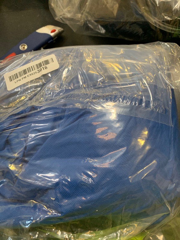 Photo 1 of LUSHVIDA Round Waterproof Table Cover Elastic Vinyl Fitted Tablecloth Elastic Edged Plastic Table Cloth (Blue, Best for Up to 57"-68" Round)