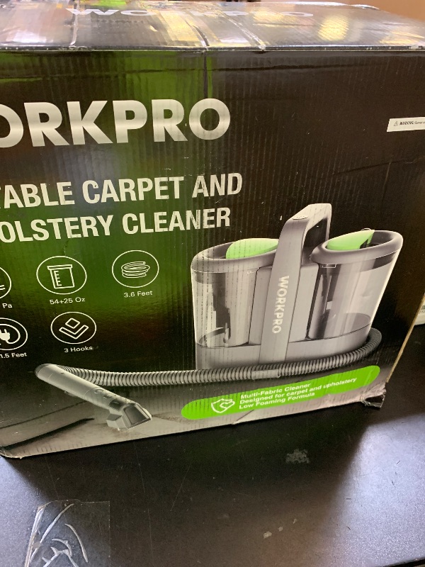 Photo 1 of WORKPRO Portable Carpet Spot and Upholstery Cleaner, 13KPa Upholstery Cleaner with 54oz Water Tank & Versatile Tools, Spot Cleaner for Carpet, Upholstery, Rugs and Car