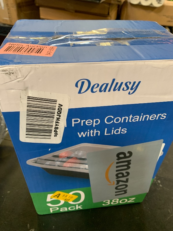 Photo 1 of Dealusy 50 Pack (100-Piece) 38 oz Meal Prep Containers Reusable with Lids, Sturdy Leakproof & Food Safe, Microwave, Freezer, Dishwasher Safe Prep Containers, To Go Take Out Plastic Food Storage