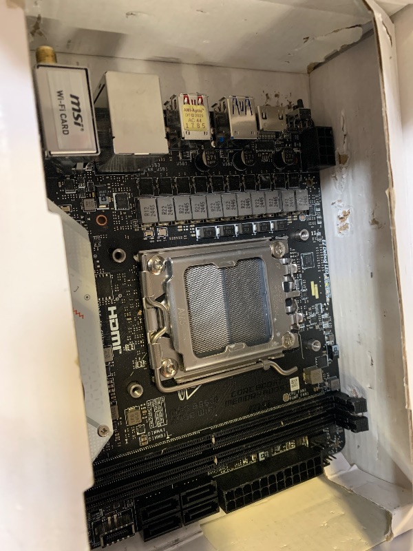 Photo 1 of MSI MPG B650I Edge WiFi Gaming Motherboard (AMD Ryzen 9000/8000/7000 Series Processors, AM5, DDR5, PCIe 4.0, M.2, SATA 6Gb/s, USB 3.2 Gen 2, HDMI, Wi-Fi 6E, Bluetooth 5.3, 2.5Gbps LAN, Mini-ITX)