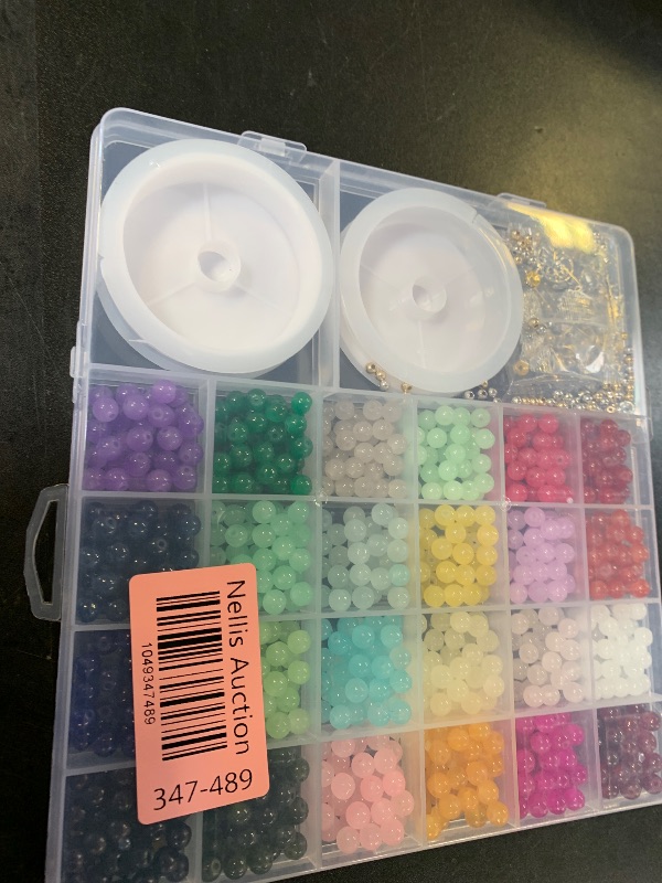Photo 1 of Sistenia 6mm Glass Beads Bracelet Making Kit 1400pcs, 24 Colors Crystal Beads for Jewelry Making Round Beads DIY Crafts with Spacer Beads Charms Accessories