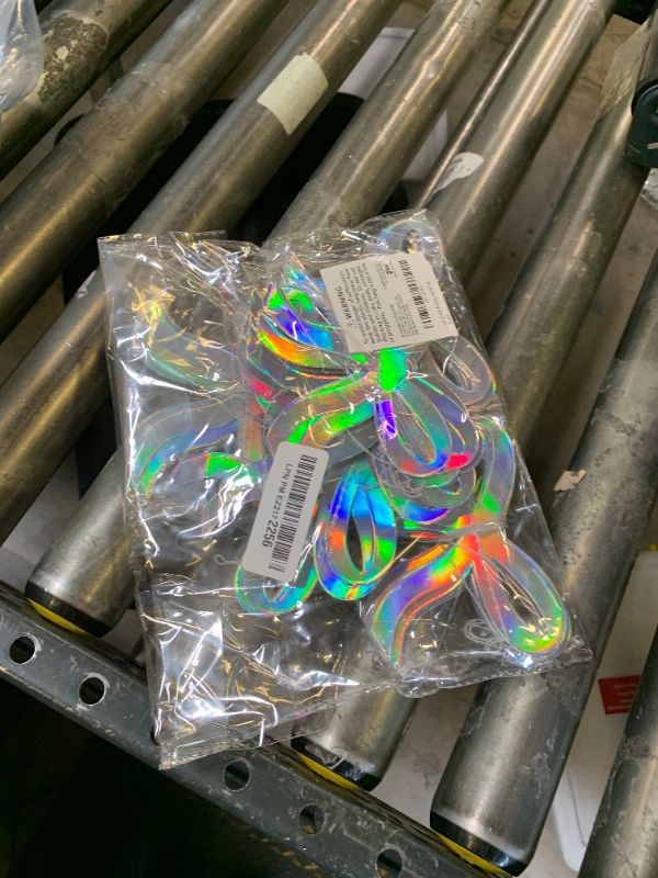 Photo 1 of xo, Fetti Iridescent Bow Hanging Garland - 4 pcs, 12' | Bachelorette Decorations, Tying The Knot Bride Bach Decor, Birthday Party Favor, Baby Shower Supplies, Coquette Photobooth Backdrop