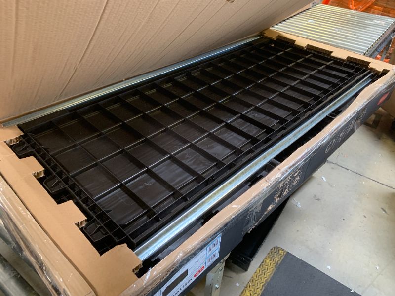 Photo 1 of Keter Outdoor Storage Deck Box, 150 Gallon Resin Patio Bin & Bench, Wood Grain, Brown