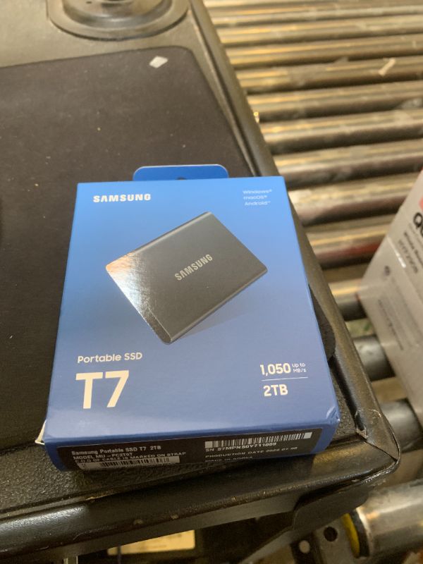 Photo 1 of Samsung T7 Portable SSD, 2TB External Solid State Drive, Speeds Up to 1,050MB/s, USB 3.2 Gen 2, Reliable Storage for Gaming, Students, Professionals, MU-PC2T0T/AM, Gray