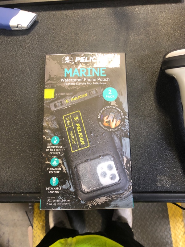 Photo 1 of Pelican 2 Pack Marine - IP68 Waterproof Phone Pouch (Regular Size) Floating Waterproof Phone Case - Beach Cruise Ship Travel Essentials - Works w/All Phones - Detachable Lanyard - Black/Hi-Vis Yellow