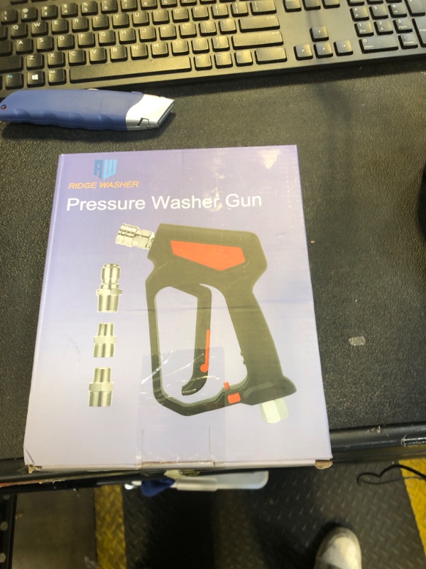 Photo 1 of RIDGE WASHER Pressure Washer Gun 5000 PSI, 12 GPM, High Pressure Spray Gun with 1/4" Quick Connector, 3/8'' Quick Connect, M22-14 mm and M22-15 mm Fitting