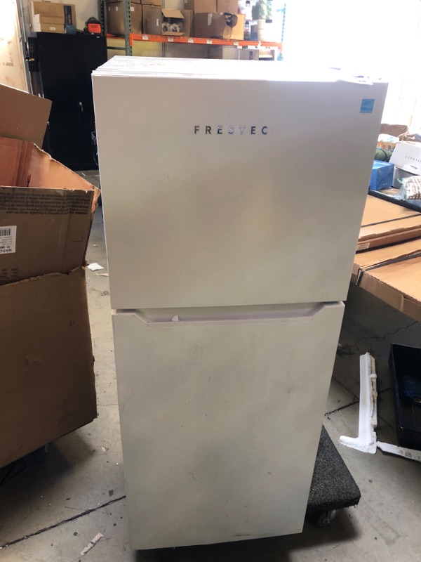 Photo 1 of Frestec 10.0 CU' Refrigerator with Freezer, Apartment Size Refrigerator Top Freezer, 2 Door Fridge with Adjustable Thermostat Control, Freestanding, Door Swing, White (FR 1002 WH)