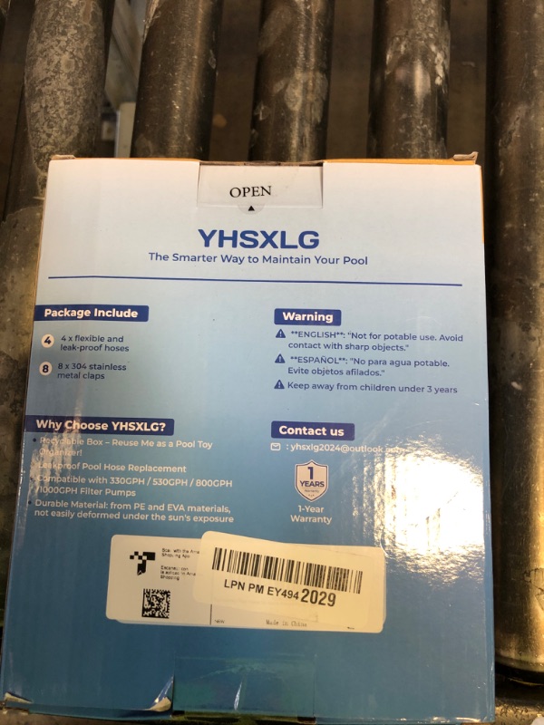 Photo 1 of Pool Hoses for Above Ground Pools, 1.25 x 51 Inch Hose for Filter Pump, Compatible with Filter Pump 607, 637 (4 Hoses + 8 Metal Clamps)