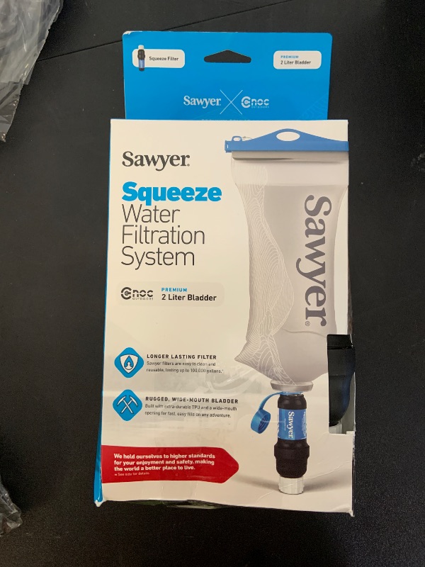 Photo 1 of Sawyer Squeeze Water Filtration System, Cnoc Premium 2 Liter Bladder