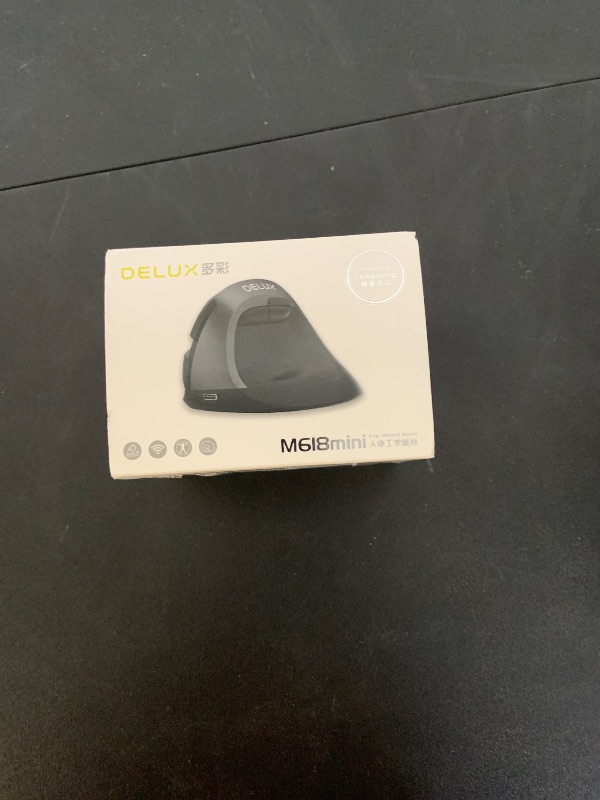 Photo 1 of DeLUX Wireless Vertical Mouse, Small Silent Ergonomic Mouse with BT 5.2 and USB Receiver, 6 Buttons and 4000 DPI, Rechargeable Mouse for Carpal Tunnel (M618mini-White)