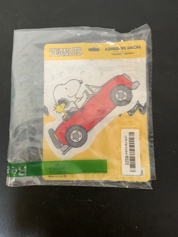 Photo 1 of Peanuts Snoopy and Woodstock in Car Adhesive Vinyl Decal - Playful Snoopy Sticker for Car, Laptop, or Window