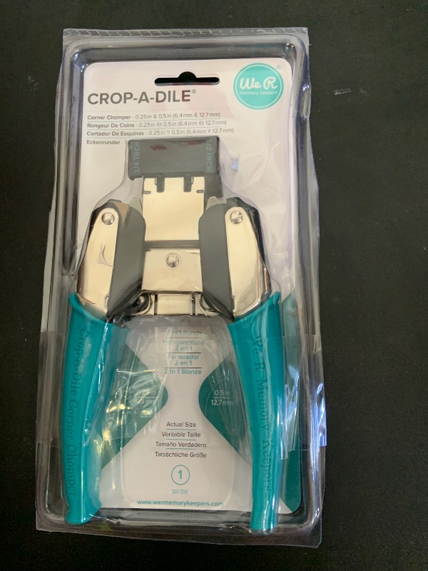 Photo 1 of We R Memory Keepers, Crop-A-Dile Corner Chomper Punch, Teal, Comfort Handle, for .25"-.5" Corner Rounder, Crafting and Scrapbooking Tool, Compatible for Most Cardstock Paper, Leather, Fabric and More