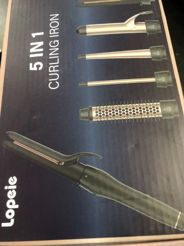 Photo 1 of Lopeie 5 in 1 Curling Iron with Thermal Brush and 4 Interchangeable Ceramic Barrels(1/2 to 1 1/2 inch), Curling Wand Set with Flat Iron, Fast Heating, Dual Voltage Hair Curler, Gifts for Women