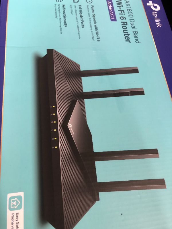 Photo 1 of TP-Link AX1800 WiFi 6 Router V4 (Archer AX21) – Dual Band Wireless Internet, Gigabit, Easy Mesh, Works with Alexa - A Certified for Humans Device, Free Expert Support