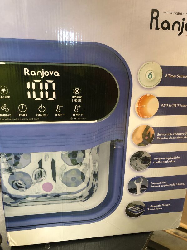 Photo 1 of Ranjova Collapsible Foot Spa Electric Rotary Massage, Foot Bath with Heat, Bubble,Temp Control, and 24 Motorized Shiatsu Massage Balls, Pedicure Foot Spa Tub for Stress Relief (Black)
