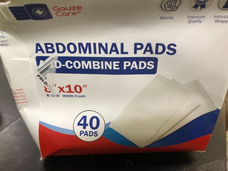 Photo 1 of GauzeCare Sterile Abdominal- ABD Combine Pads| 40-Pack, 8x10 Inches| Extra Absorbent & Thick, Individually Wrapped Wound Dressing, First Aid Pads| Surgical-Grade, Nonstick- for Heavy Leakage, Post Op