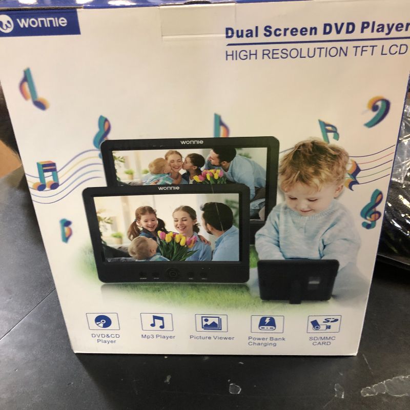 Photo 1 of WONNIE 10.5" Two Car DVD Players Portable Dual Screen Headrest Video Player, Play a Same or Two Different Movies with 5-Hour Rechargeable Battery,2 AC Adapters,2 Mounting Brackets,Support USB/SD Card
