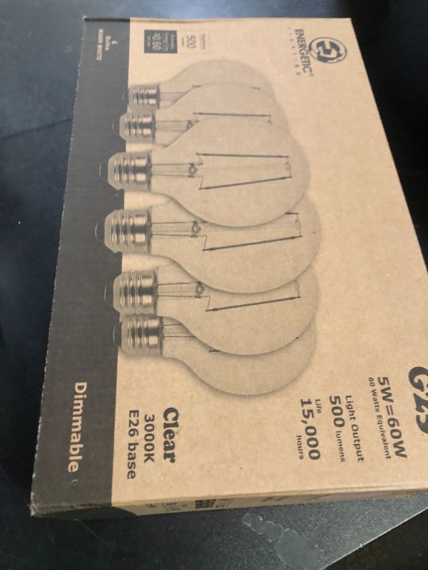 Photo 1 of ENERGETIC SMARTER LIGHTING Dimmable LED Edison Light Bulb, G25 (G80) Globe Bulb, 60W Equivalent, 3000K Warm White, Christmas Light, E26 Standard Base, UL Listed, 6-Pack