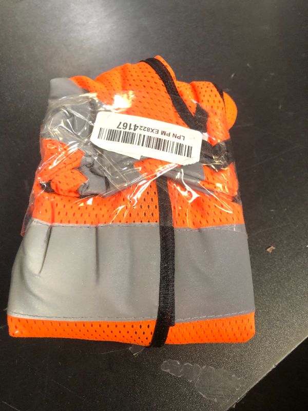 Photo 1 of TICONN Reflective Safety Vest, High Visibility Vest with Reflective Strips for Men Women, Meets ANSI II (Orange/M, 2PK)