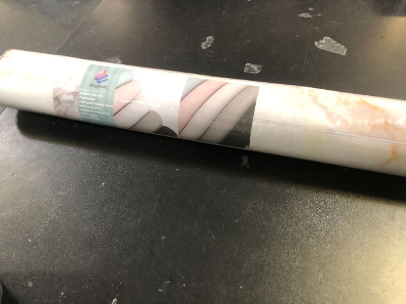 Photo 1 of Abyssaly Marble Contact Paper for Countertops 15.7" X 118", Matte White Gold Marble Peel and Stick Wallpaper, Self Adhesive Kitchen Counter Top Peel and Stick Waterproof Wall Paper Roll for Desk