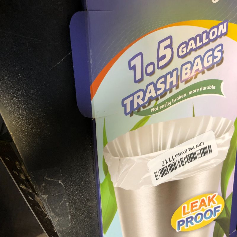 Photo 1 of 1.5 Gallon 120 pcs(1.5-1.6 Gal) Small Clear Trash Bags, Strong 1.5 Gallon 1.6 Gallon Garbage Bags, Bathroom Trash Can Bin Liners,Mini Bags Waste Basket Liner,Fit 6 Liter, 1.5-1.6 Gal (1.5C120)