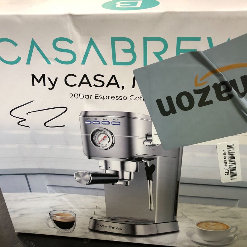 Photo 1 of CASABREWS CM5418 Espresso Machine 20 Bar, Compact Espresso Maker with Steam Milk Frother, Stainless Steel Coffee Machine with 34oz Removable Water Tank for Cappuccino, Latte, Silver