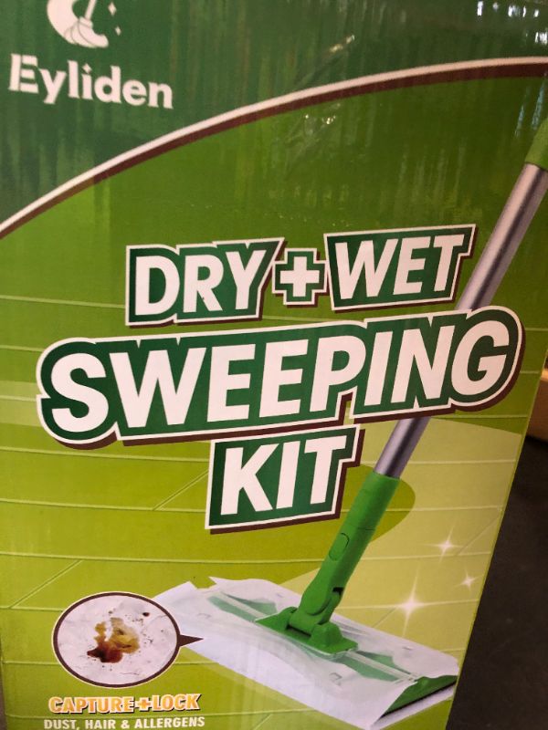 Photo 1 of Eyliden Sweeper Mop - Lock Tight Design No Lost Pads - 36 Disposable Dry & Wet Cloths, Dust Mop Starter Kit for Pet Hair, Hardwood Floors, 360 Swivel, Universal Refills, Efficient Floor Cleaning