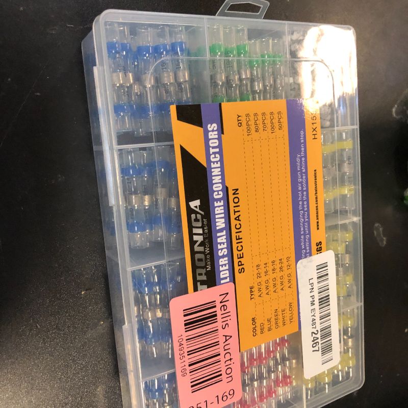 Photo 1 of haisstronica 400PCS Solder Seal Wire Connectors Kit,26-10 Gauge Marine Grade Heat Shrink Wire Connectors,Waterproof Butt Connectors,Butt Splice Eletrical Wire Connectors Kit(5Colors/5Sizes)