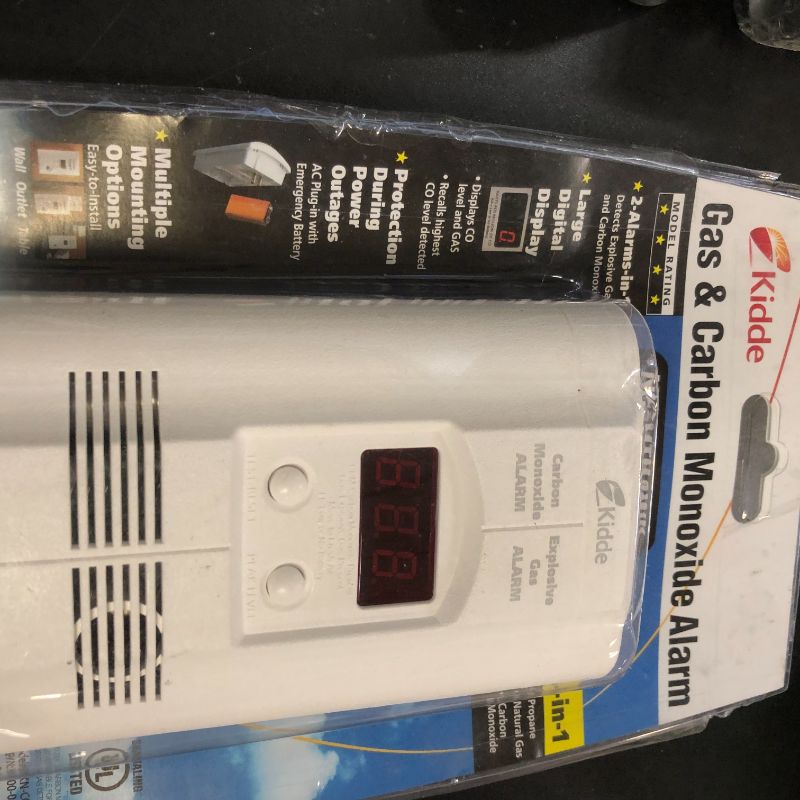 Photo 1 of Kidde Carbon Monoxide Detector, Propane, Natural, Methane, & Explosive Gas Alarm, Plug-In Wall with 9-Volt Battery Backup, Digital LED Display