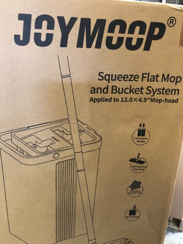 Photo 1 of JOYMOOP Mop and Bucket with Wringer Set for Home, Flat Mop and Bucket System, Mops for Floor Cleaning and Wall Cleaner, with 3 Reusable Microfiber Mop Pads