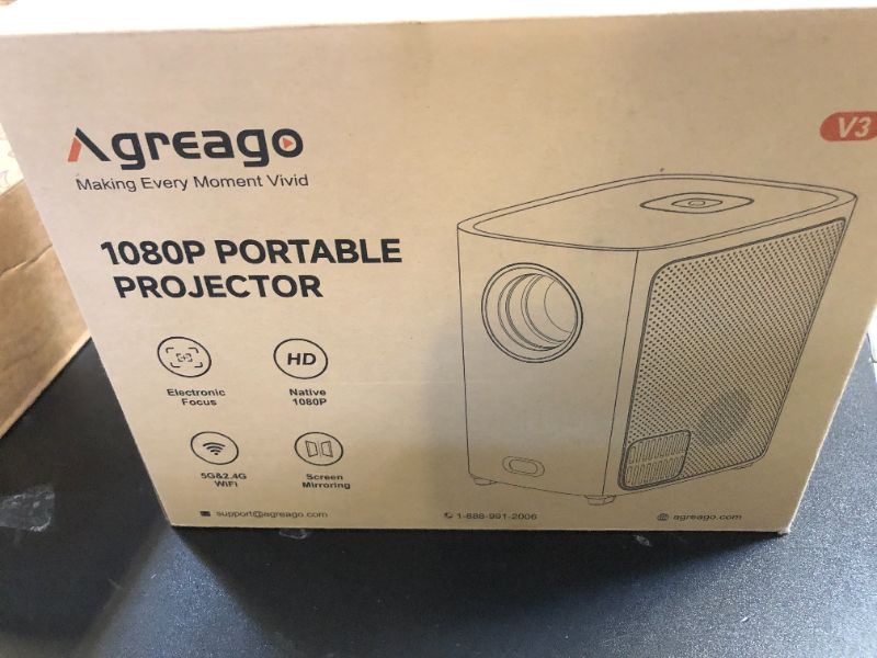 Photo 1 of [Electric Focus]Projector with WiFi and Bluetooth, Native 1080P 15,000 Lumens 4K Supported, Agreago Outdoor Movie Projector for Home Theater UP to 300", for iOS/Android/Laptop/TV Stick/HDMI/USB