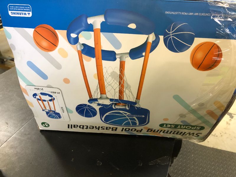 Photo 1 of VROGTIK Pool Basketball Hoop with Backboard, Floating Pool Toy for Kids, Inflatbale Basketball Outdoor Toys with 4 Balls & Pump for Swimming Pool, Water Summer Toy for Kids Adults, Blue