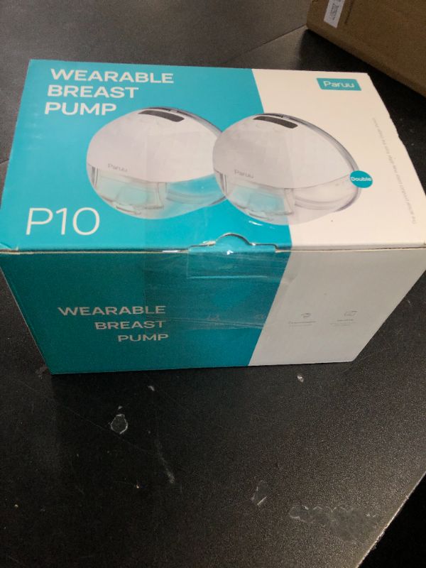 Photo 1 of Paruu P10 Hands Free Breast Pump Wearable, 338mmHg Strong Suction, Low Noise, 4 Modes & 9 Levels, Electric Breast Pump Portable, Smart Display, 19/21/24/28mm Insert/Flange, 2 Pack (White)
