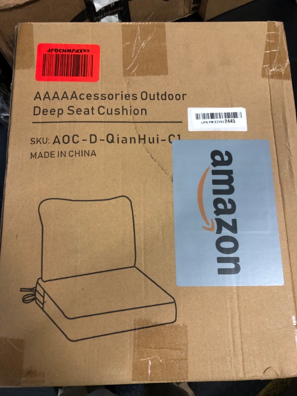 Photo 1 of AAAAAcessories Outdoor Deep Seat Cushions, Waterproof, Fade-Resistant Patio Furniture Replacement Cushions, 24" x 24" x 5", Gray