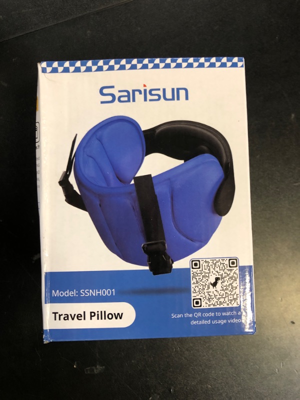Photo 1 of SARISUN Travel Pillows for Airplanes, Airplane Pillow for Long Flight, Airplane Head Strap with Eye Mask for Sleep, Travel Neck Pillow for Car Road Trip, 360° Support Headrest, Stop Bobblehead, Black