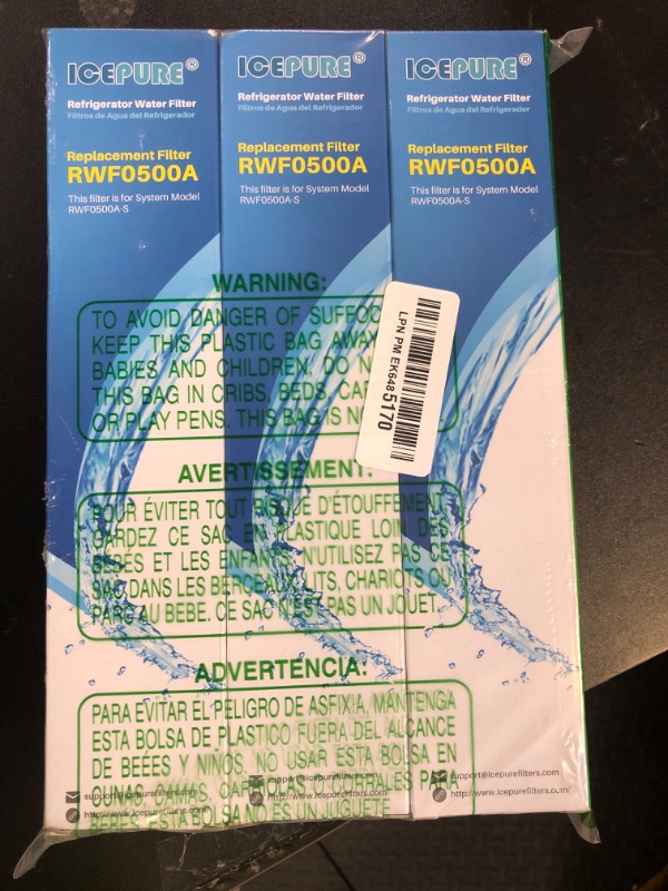 Photo 1 of ICEPURE 4396508 Replacement for Whirlpool 4396510, EDR5RXD1, PNL240V, 4396508p, 4396547, 4392857,LC400V, WF-NLC240V,46-9010, Everydrop Filter 5 Refrigerator Water Filter,3PACK