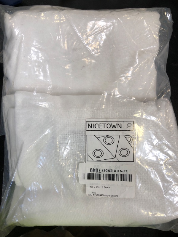 Photo 1 of NICETOWN Linen Flax Semi Sheer Curtains 94" Length, Grommet Window Treatments Privacy Added with Light Penetration Vertical Drapes for Loft/Home Office, White, W55 x L94, 2 Panels