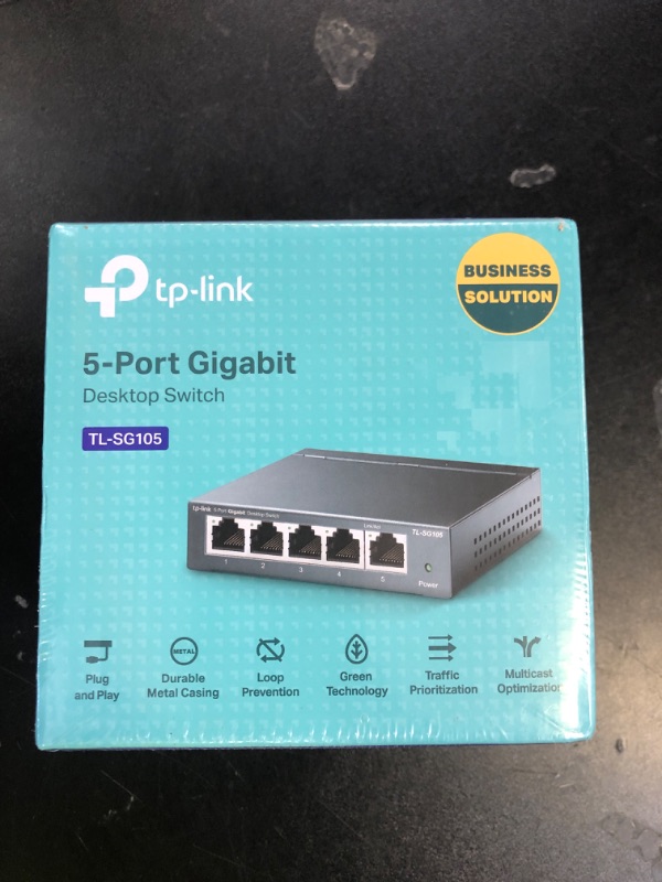 Photo 1 of TP-Link TL-SG105, 5 Port Gigabit Unmanaged Ethernet Switch, Network Hub, Ethernet Splitter, Plug & Play, Fanless Metal Design, Shielded Ports, Traffic Optimization