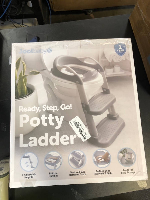 Photo 1 of Jool Baby Potty Training Seat with 2 Step Ladder for Toddlers - Soft Cushioned Seat & Splash Guard, Adjustable Height (Gray)
