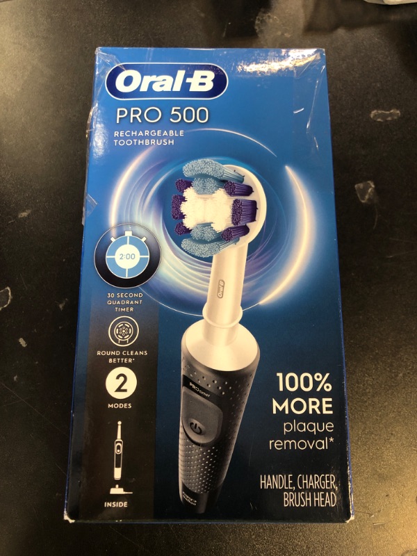 Photo 1 of Oral-B Pro 500 Electric Toothbrush with (1) Brush Head, Rechargeable, Black