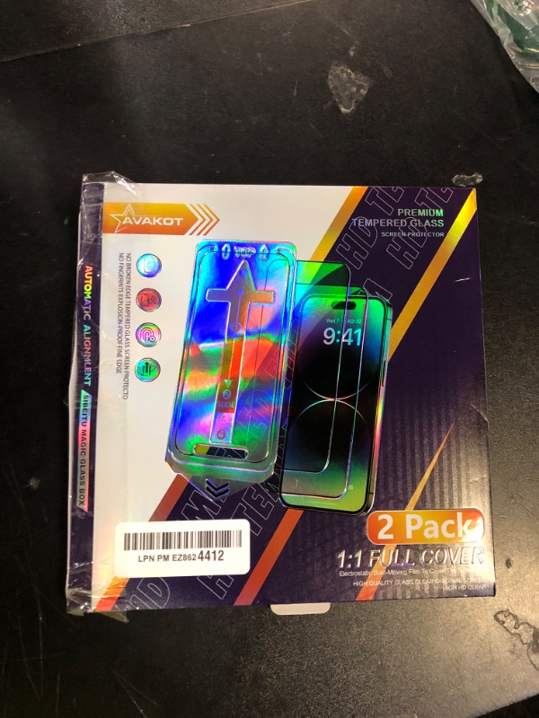 Photo 1 of avakot-2 Pack Screen Protector for iPhone 15 Pro Max 6.7 inch, Tempered Glass Film for iPhone 15 Pro Max, HD Clear Full Coverage Edge with Easy Install Tray Kit, Bubble Free, Case Friendly