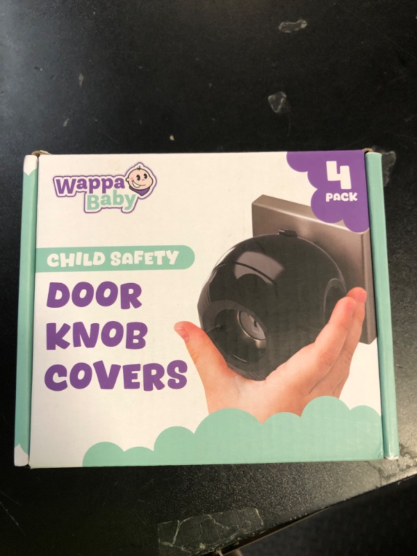 Photo 1 of Child Safety Door Knob Cover (4 Pack) Hard-to-Remove Dual-Lock Door Handle Covers for Kids - Reusable Baby Proof Door Knob Locks - Installs Easily, No Tools Needed (Black)