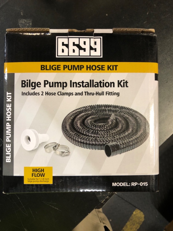 Photo 1 of 6699 Plumbing Kit Included 6FT Kink-Free Flexible PVC Hose, 2 Stainless Steel Clamps & Thru-Hull Fitting Easy to Install for Boat Bilge Pumps with 1-1/8” Outlet Ideal for Fishing Boats Cruisers Yachts