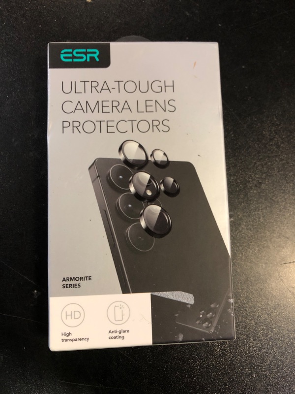 Photo 1 of ESR for Samsung Galaxy S25 Ultra Camera Lens Protector, Individual Lens Protectors, Ultra-Thin Tempered Glass with Aluminum Edging, Case Friendly, 1 Set, Black