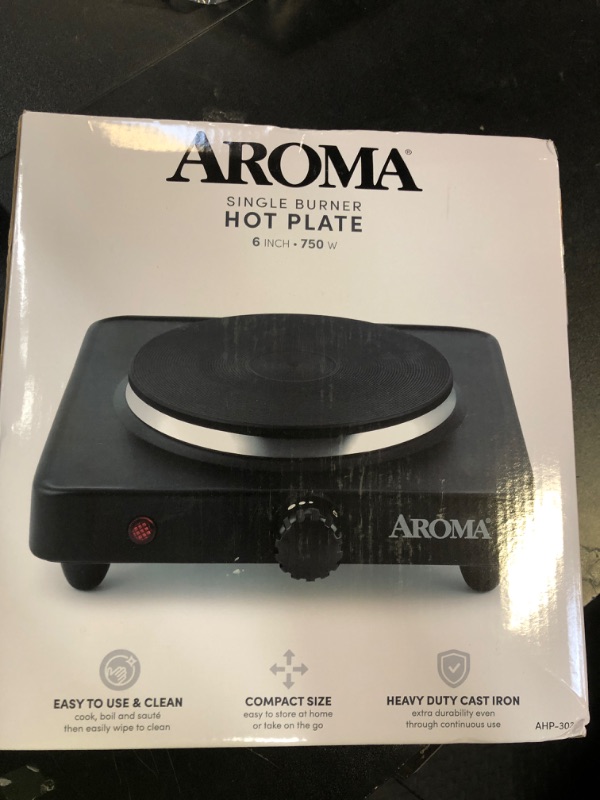 Photo 1 of Aroma Housewares AHP-303 Single Burner Hot Plate, Metal, Black