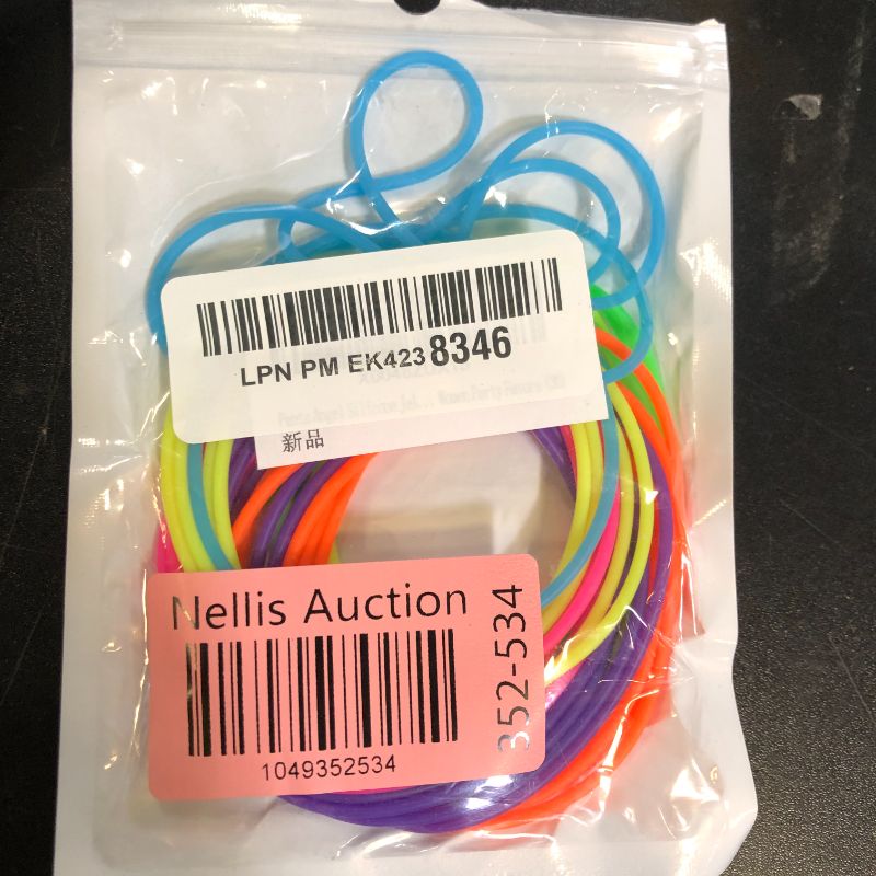 Photo 1 of Penta Angel Silicone Jelly Hair Tie Bracelet 30Pcs Adult Size Retro Solid Neon 80s Style Costume Wrist Band Elastics for Men Women Party Favors (30)