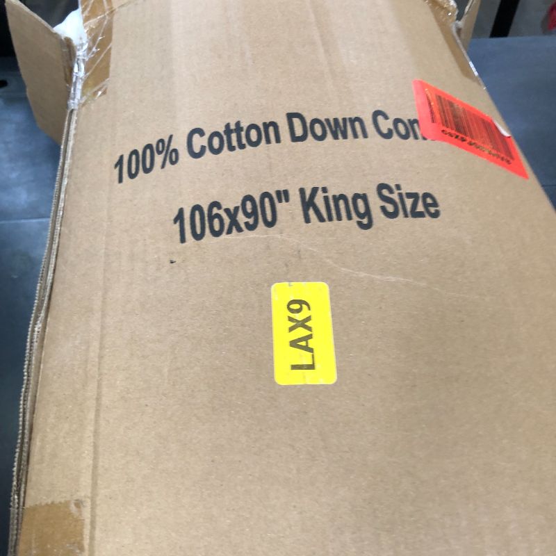 Photo 1 of Yalamila Goose Feather Down Fiber Comforter King Size, Ultra Soft Fluffy King Duvet Insert with 100% Cotton Cover, Luxurious Hotel Collection Comforter for All Season, White 106"x90"
